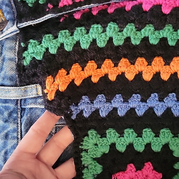 Farm Rio Crocheted Panel Denim Jean Shorts High Rise Waist Anthropologie 23 - Picture 9 of 16